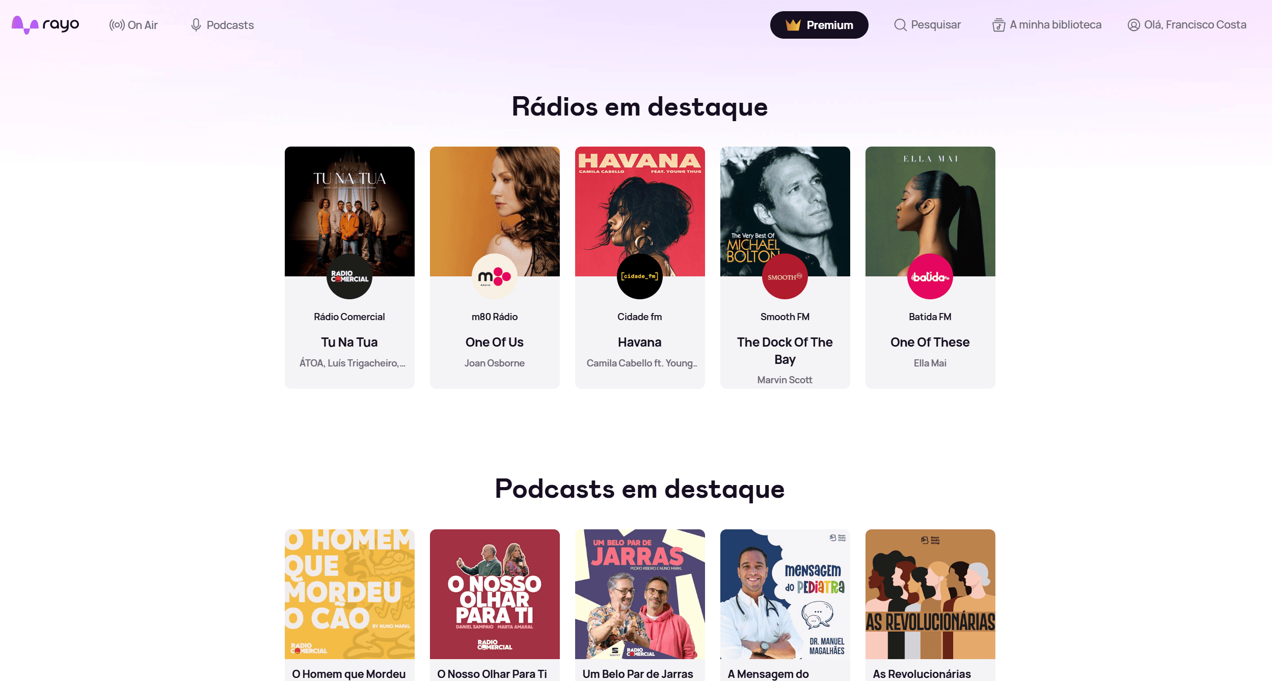 Rayo: rádio, música e podcasts numa só app